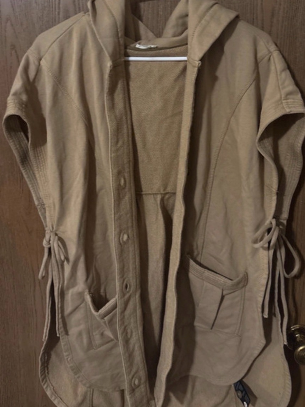 Pilcro Tan Hooded Open-Front Utility Jacket
